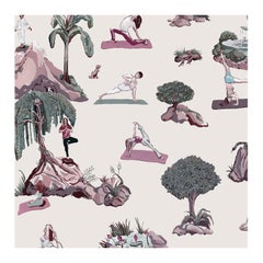 Forest Yoga Wallpaper Overcast Color Way on Smooth Paper