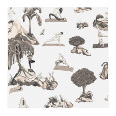 Forest Yoga Wallpaper Sepia Color Way on Smooth Paper