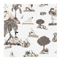 Forest Yoga Wallpaper Sepia Color Way on Smooth Paper