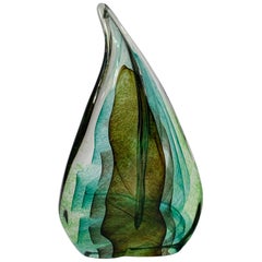 Foresta Green Leaf Sculpture In Murano Art Glass Style