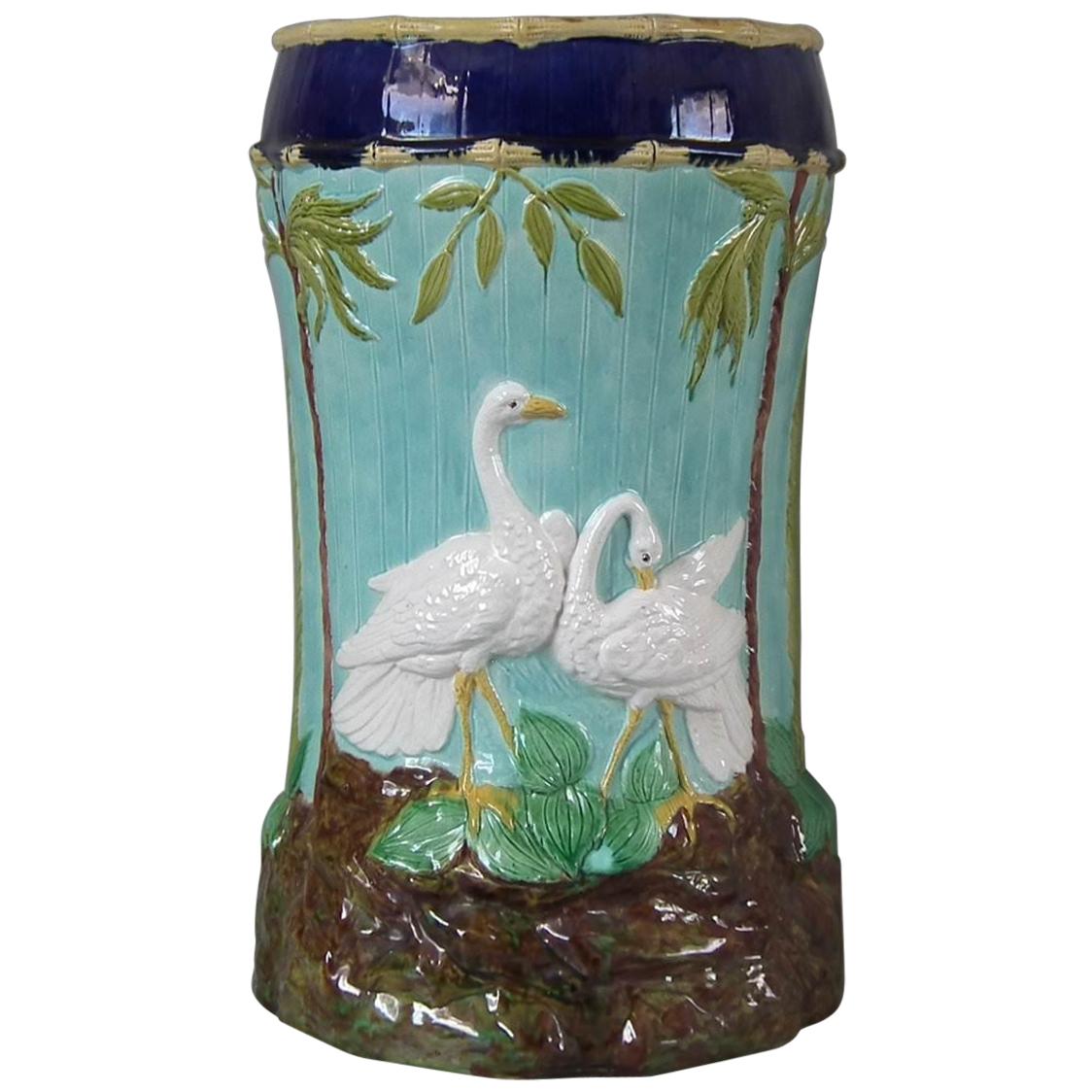 Forester Majolica Stork and Bamboo Garden Seat