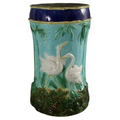 Forester Majolica Stork and Bamboo Garden Seat