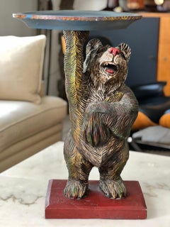 "Forêt Noire bear in solid wood carved in polychrome Switzerland Late 19th