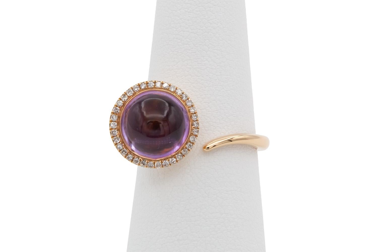 Forever 18k Rose Gold Purple Amethyst & Diamond Cocktail Fashion Ring In New Condition For Sale In Tustin, CA