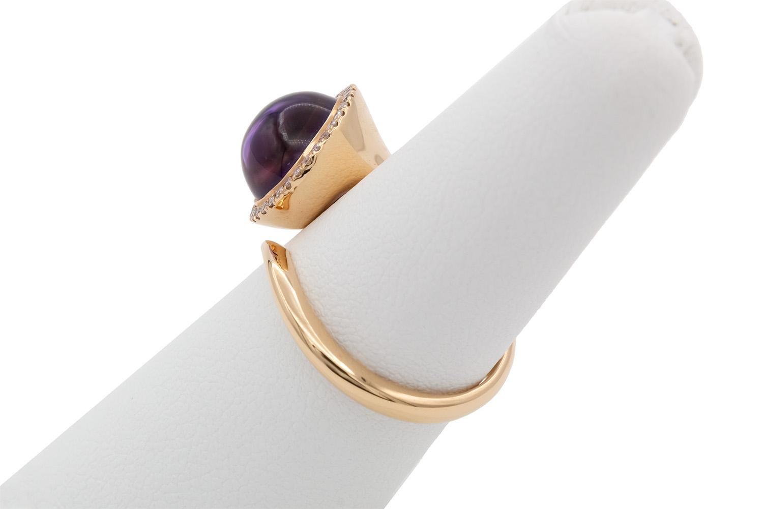 Women's Forever 18k Rose Gold Purple Amethyst & Diamond Cocktail Fashion Ring For Sale