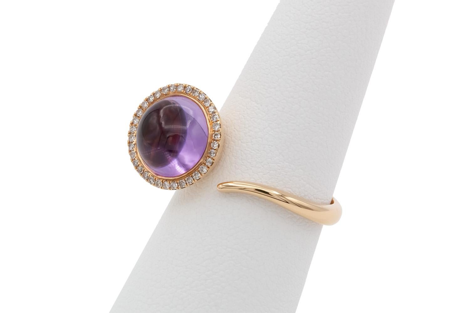 Forever 18k Rose Gold Purple Amethyst & Diamond Cocktail Fashion Ring For Sale 1