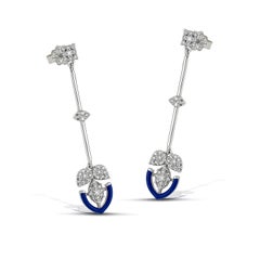 Forever Gold Earrings with Diamonds and Navy Enamel