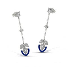 Forever Gold Earrings with Diamonds and Navy Enamel