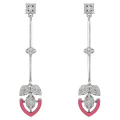 Forever Gold Earrings with Diamonds and Pink Enamel