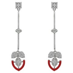 Forever Gold Earrings with Diamonds and Red Enamel