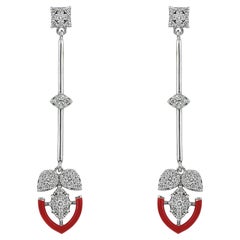 Forever Gold Earrings with Diamonds and Red Enamel