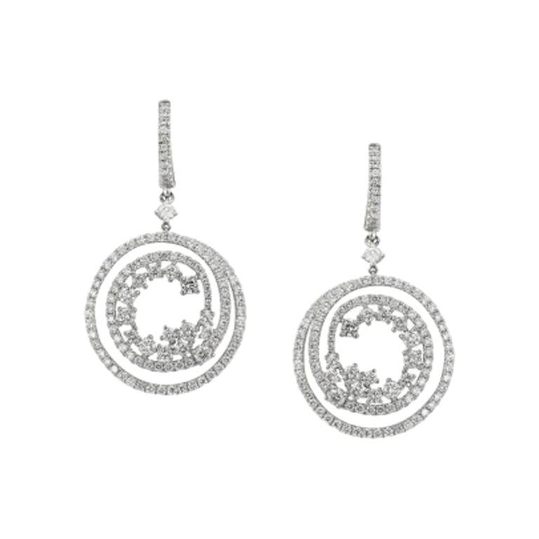 Forever in Style White Diamond Fine Jewellery White Gold Drop Statement Earrings For Sale