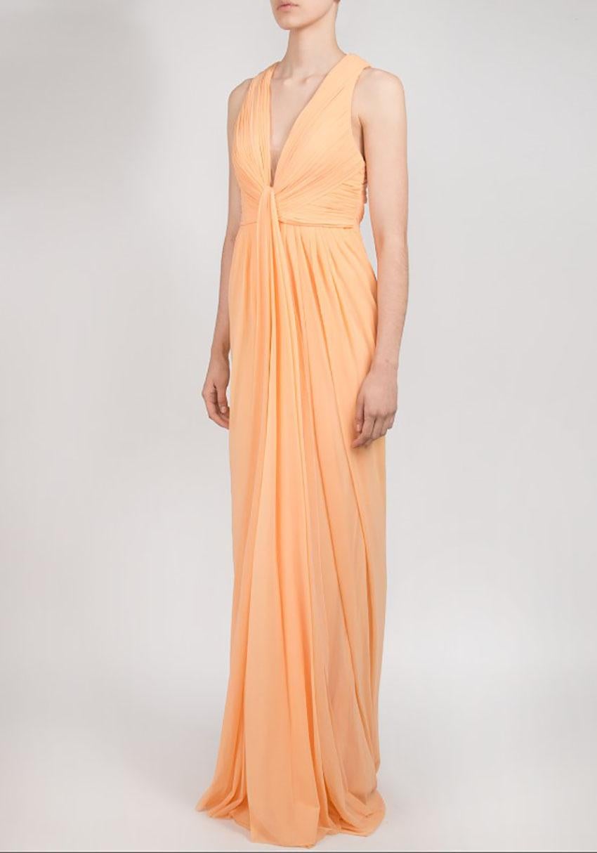  FOREVER UNIQUE NUDE ORANGE EVENING DRESS Sz FR 36 - US 4  In New Condition In Montgomery, TX