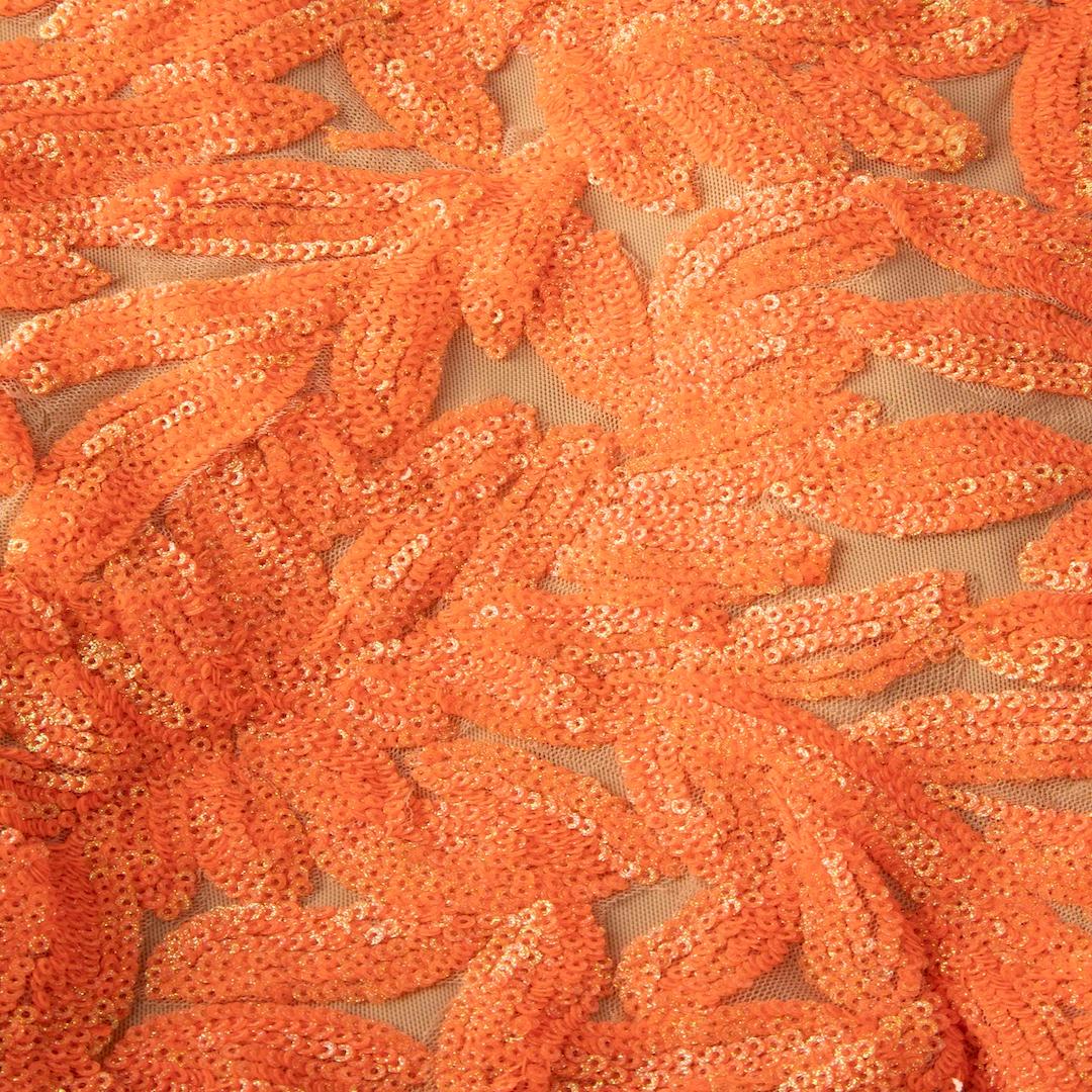 Forever Unique Orange Sequin Detail Gown Size M In New Condition For Sale In London, GB
