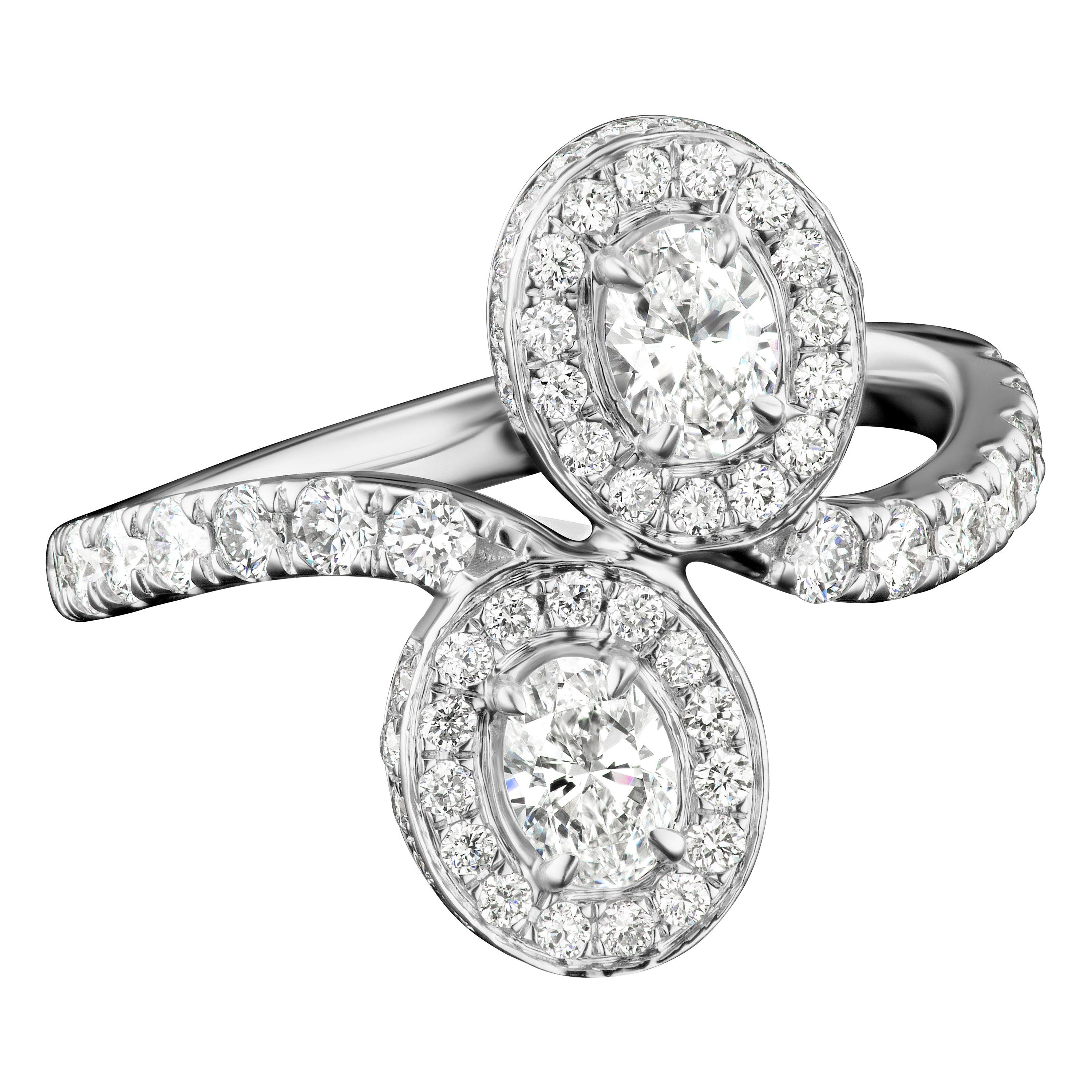 Forever Us Oval Diamond Ring in 18 Karat White Gold For Sale