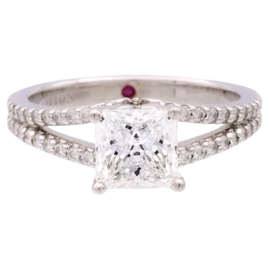 ForeverMark Devotion 18K Bague de fiançailles diamant taille princesse 1.52 Cts.FVVS2 en vente