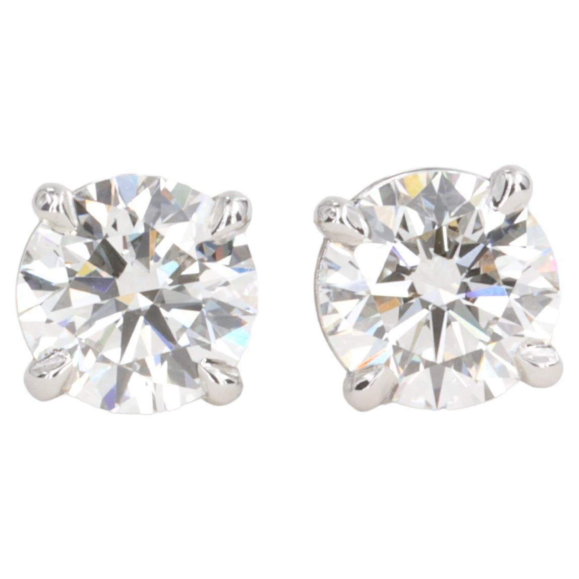 Forevermark Clous d'oreilles en platine avec diamants de 1,40 carat de couleur H et de pureté VVS2