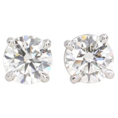 Forevermark Diamond Stud Earrings 1.40 Carats H Color VVS2 Clarity in Platinum