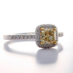 Forevermark Fancy Yellow Cushion Diamond Halo Ring in 18K White & Yellow Gold
