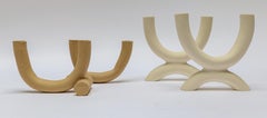 Forevermore & Harmony Duel Candle Holders in Blanc White & Birch Tan