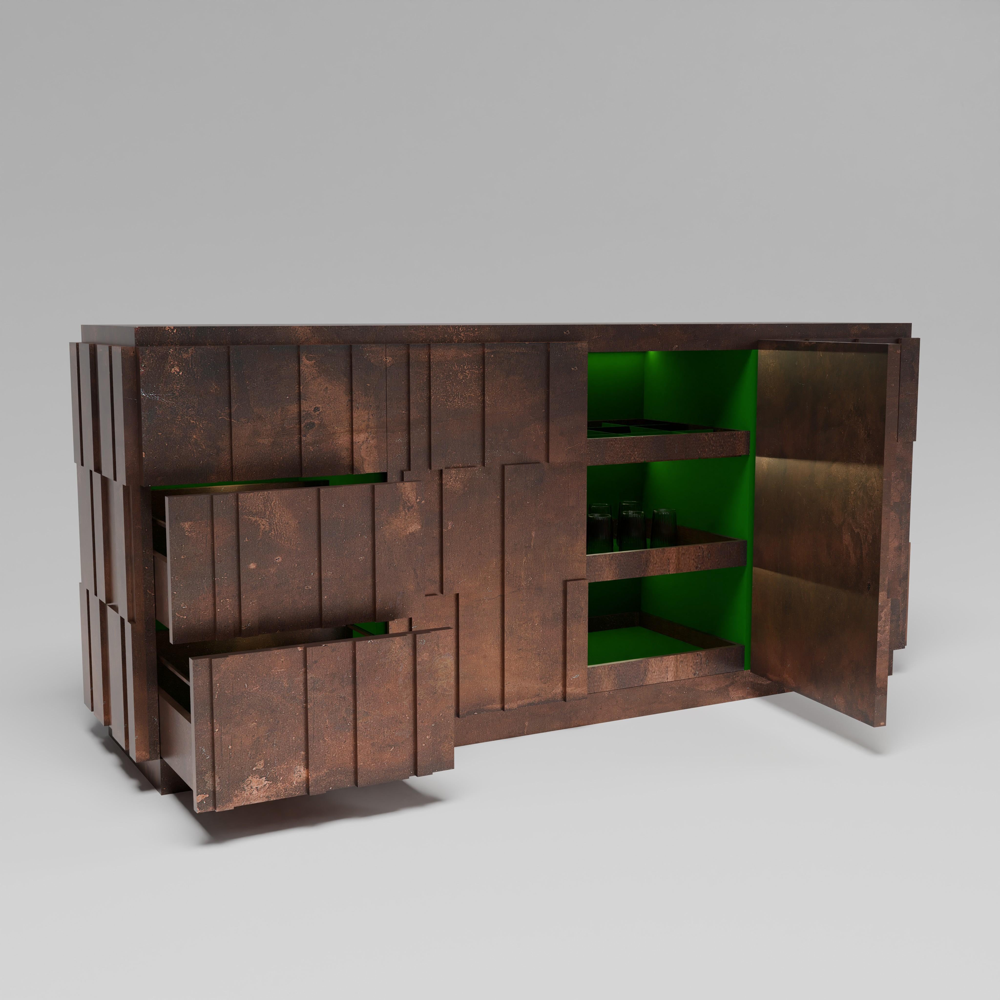 Modern Forge Console in Copper For Sale