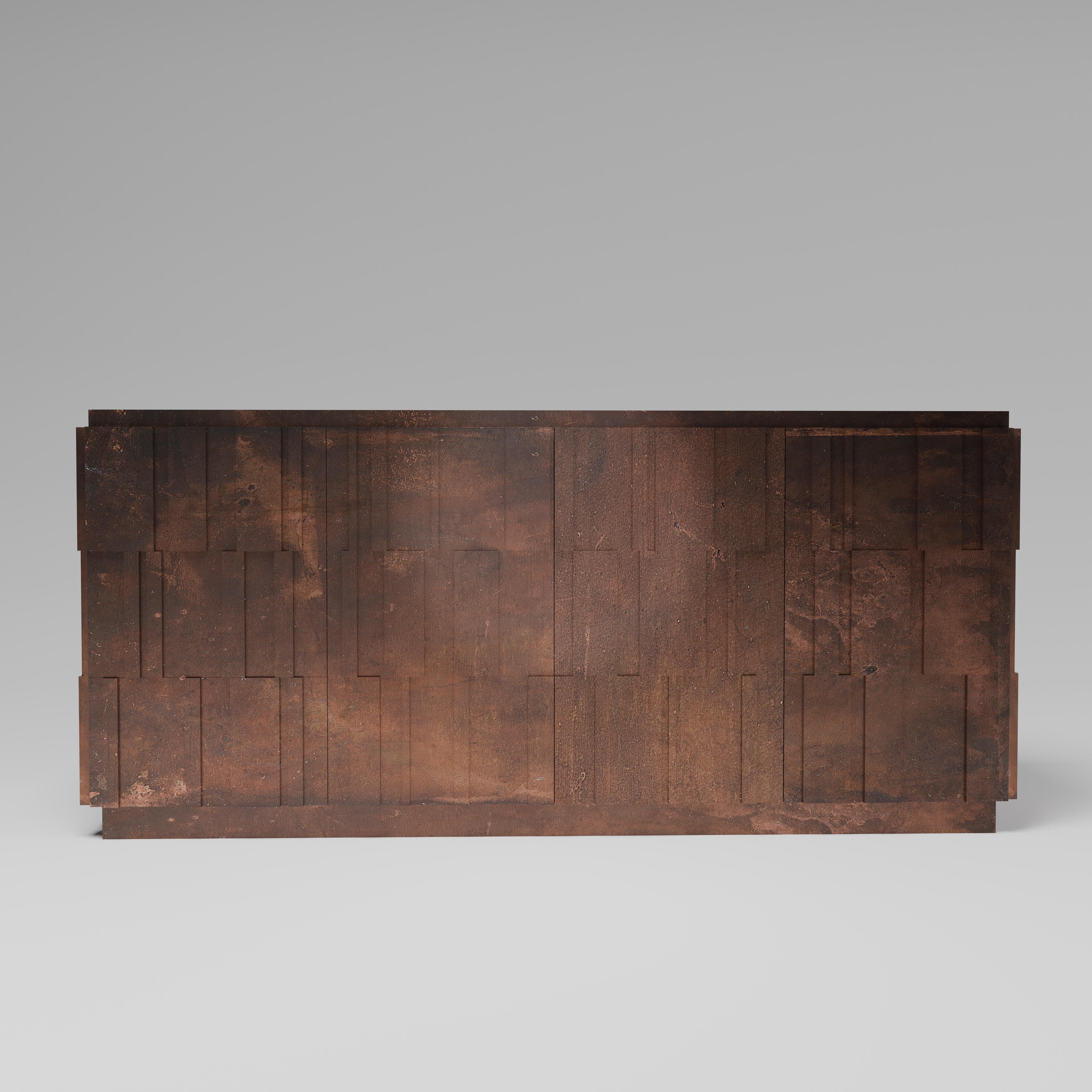 Indian Forge Console in Copper For Sale