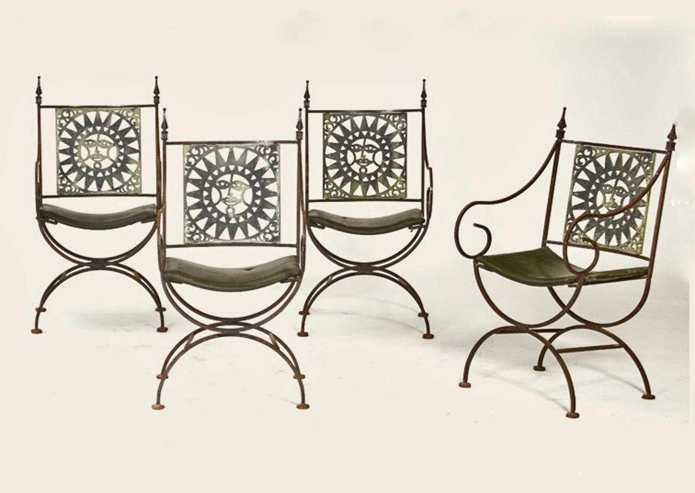 North American Forged and Cast Iron Savonarola Stye Chairs For Sale