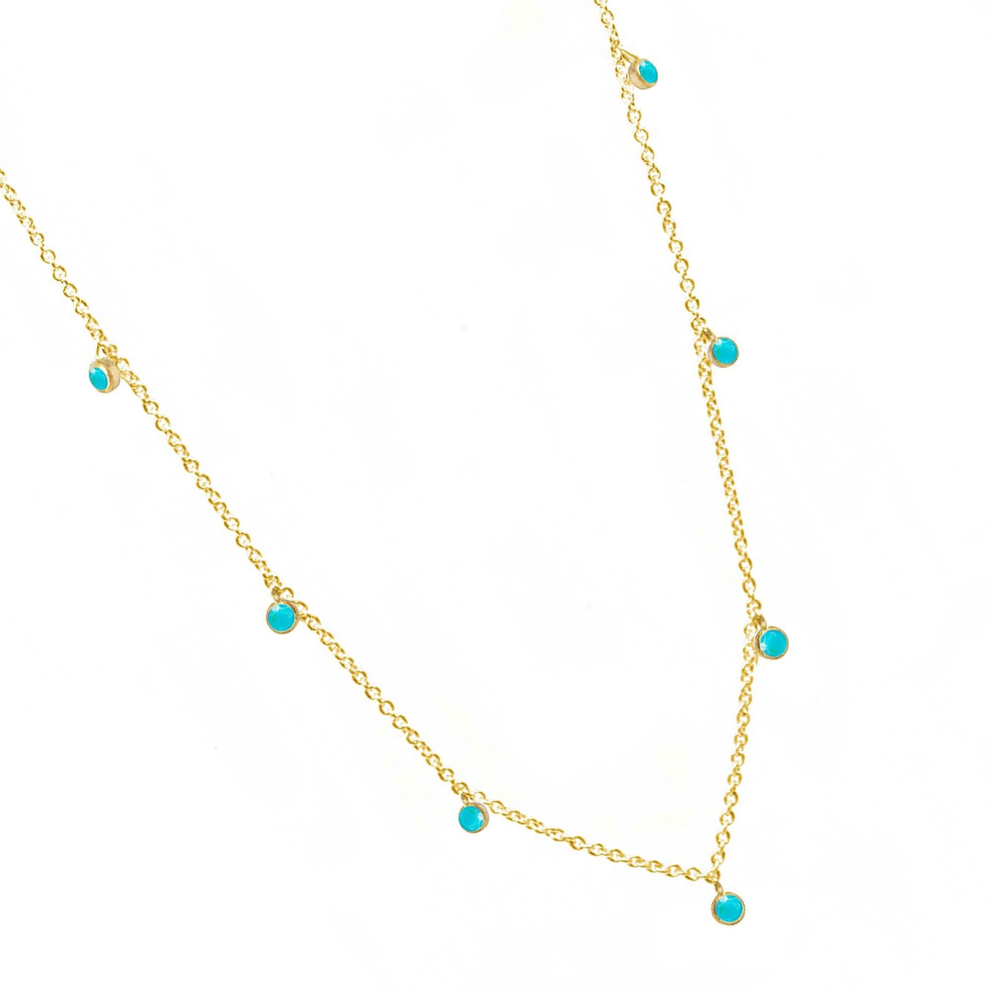 Contemporary Forged Arizona Turquoise Gold 18k Necklace For Sale