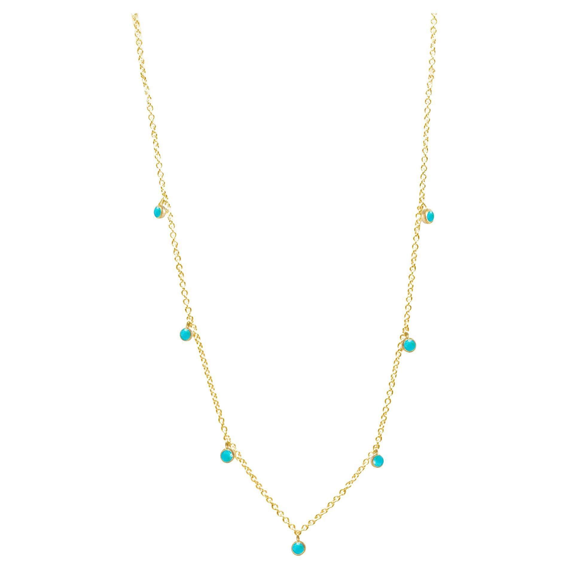 Forged Arizona Turquoise Gold 18k Necklace For Sale