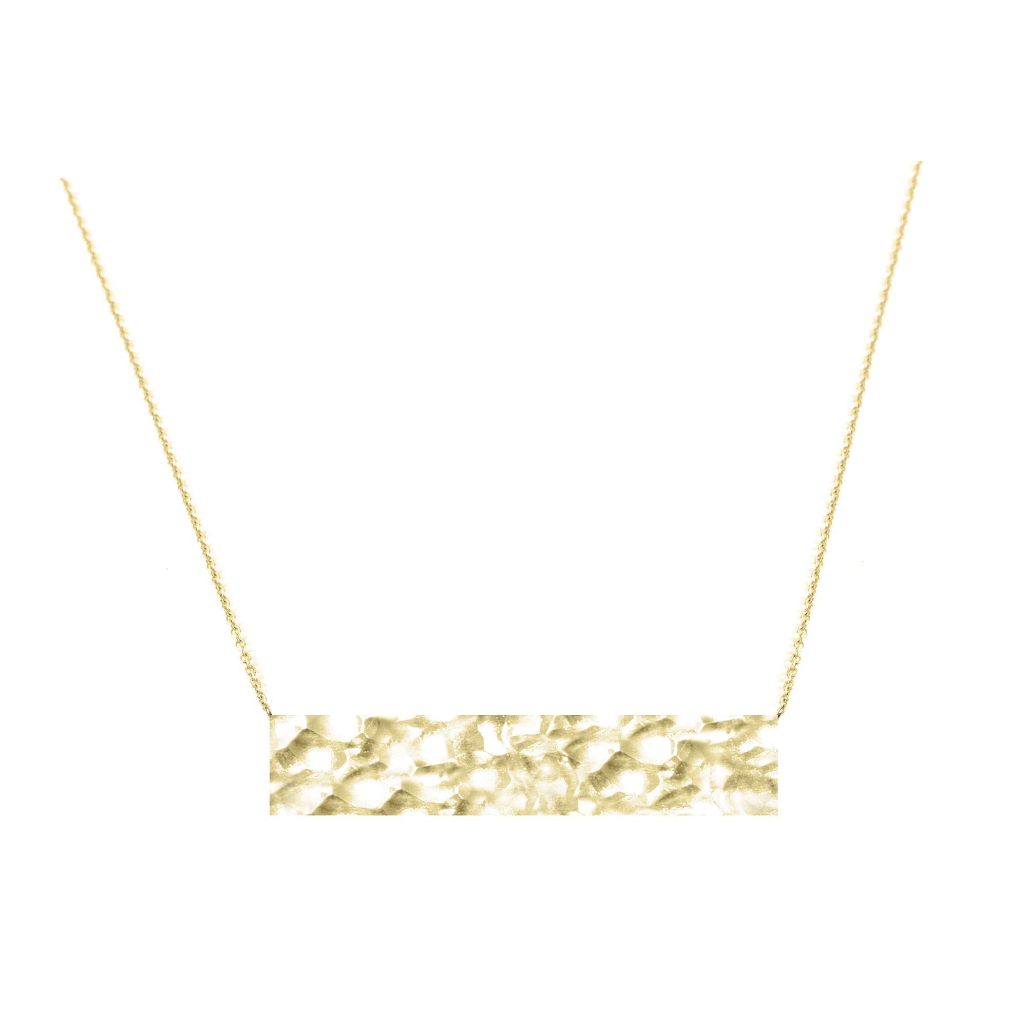 Contemporary Forged Bar Gold 14k Necklace For Sale