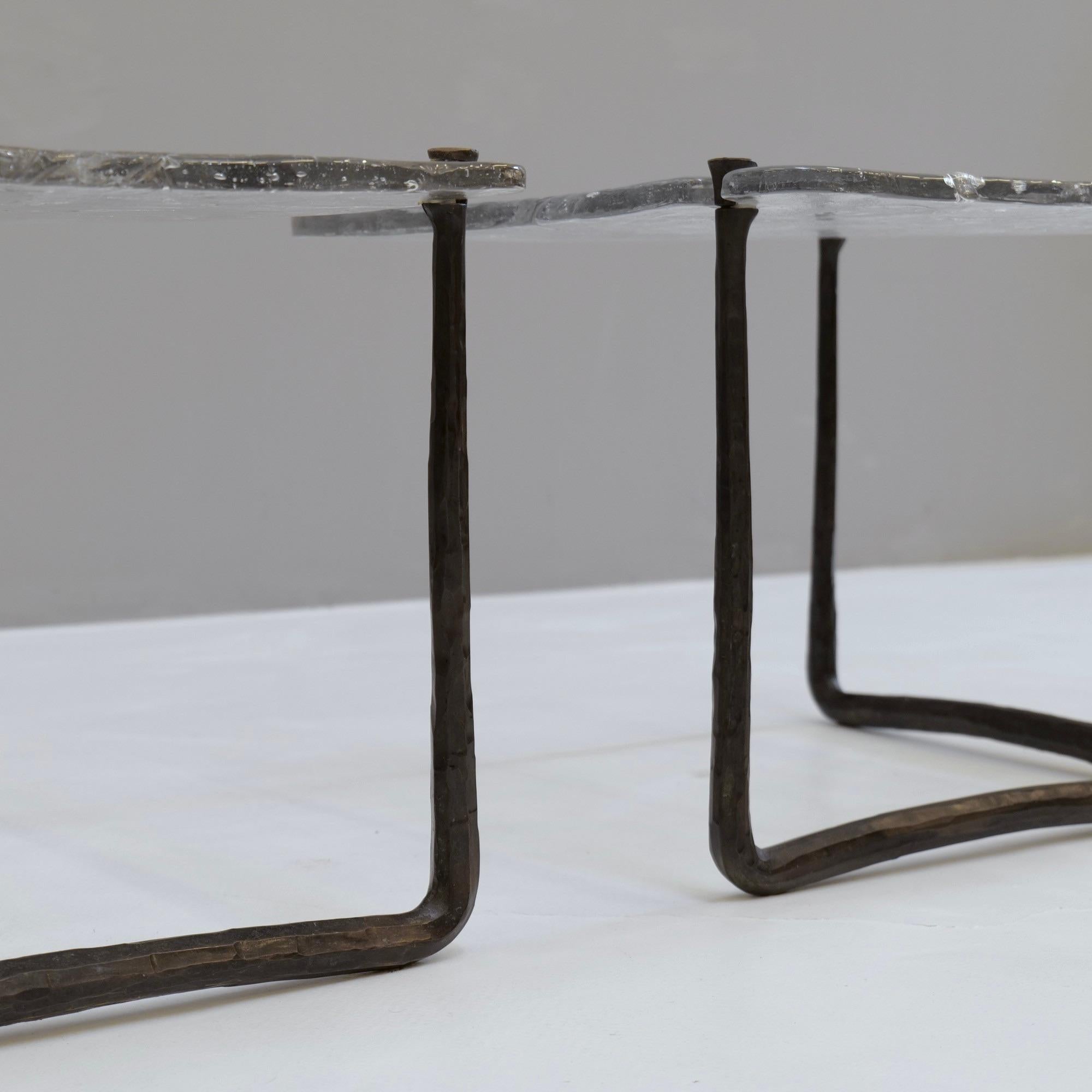 forged bronze and cast crystal glass tables by Lothar Klute 1986 For Sale 2
