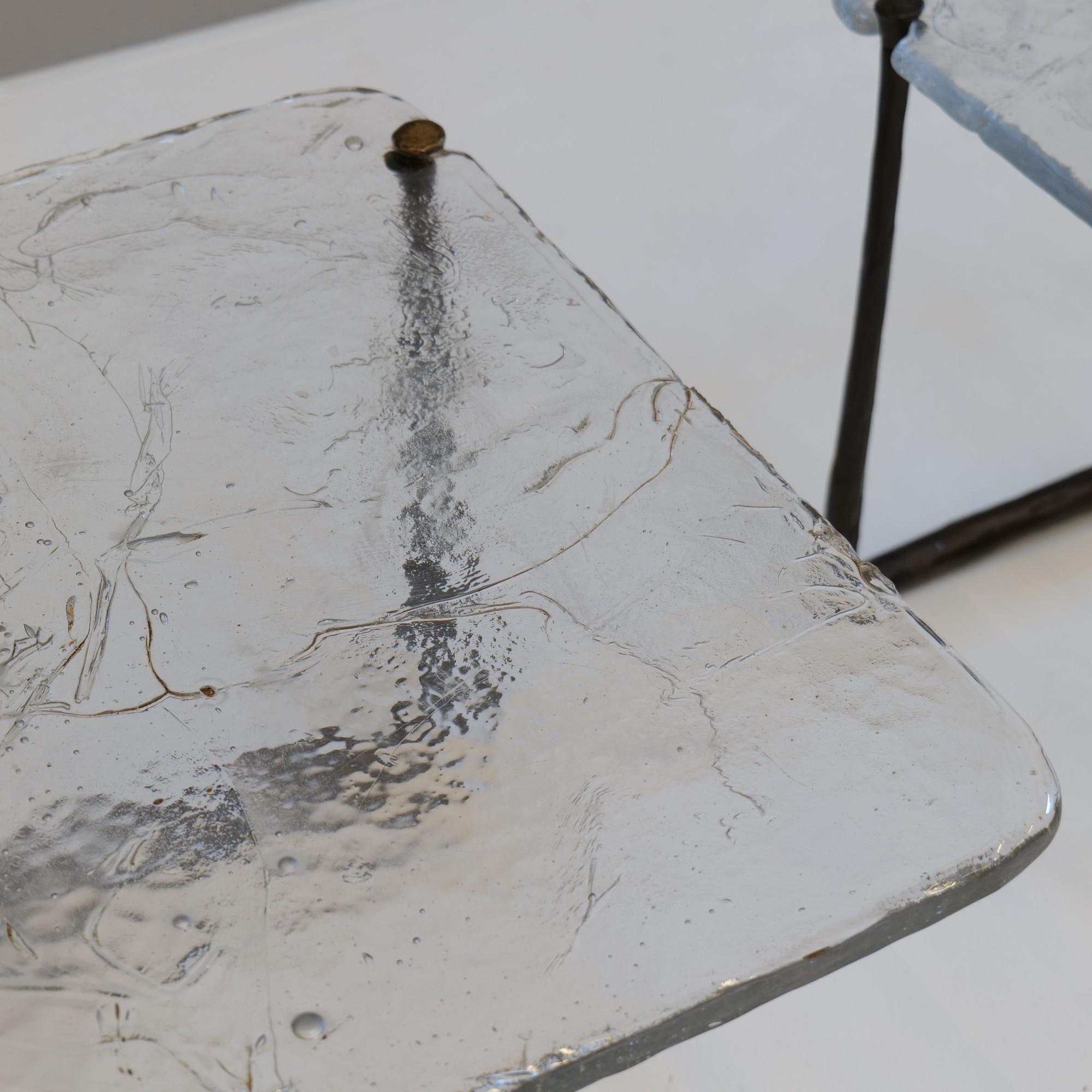 forged bronze and cast crystal glass tables by Lothar Klute 1986 In Excellent Condition For Sale In Saarbrücken, SL