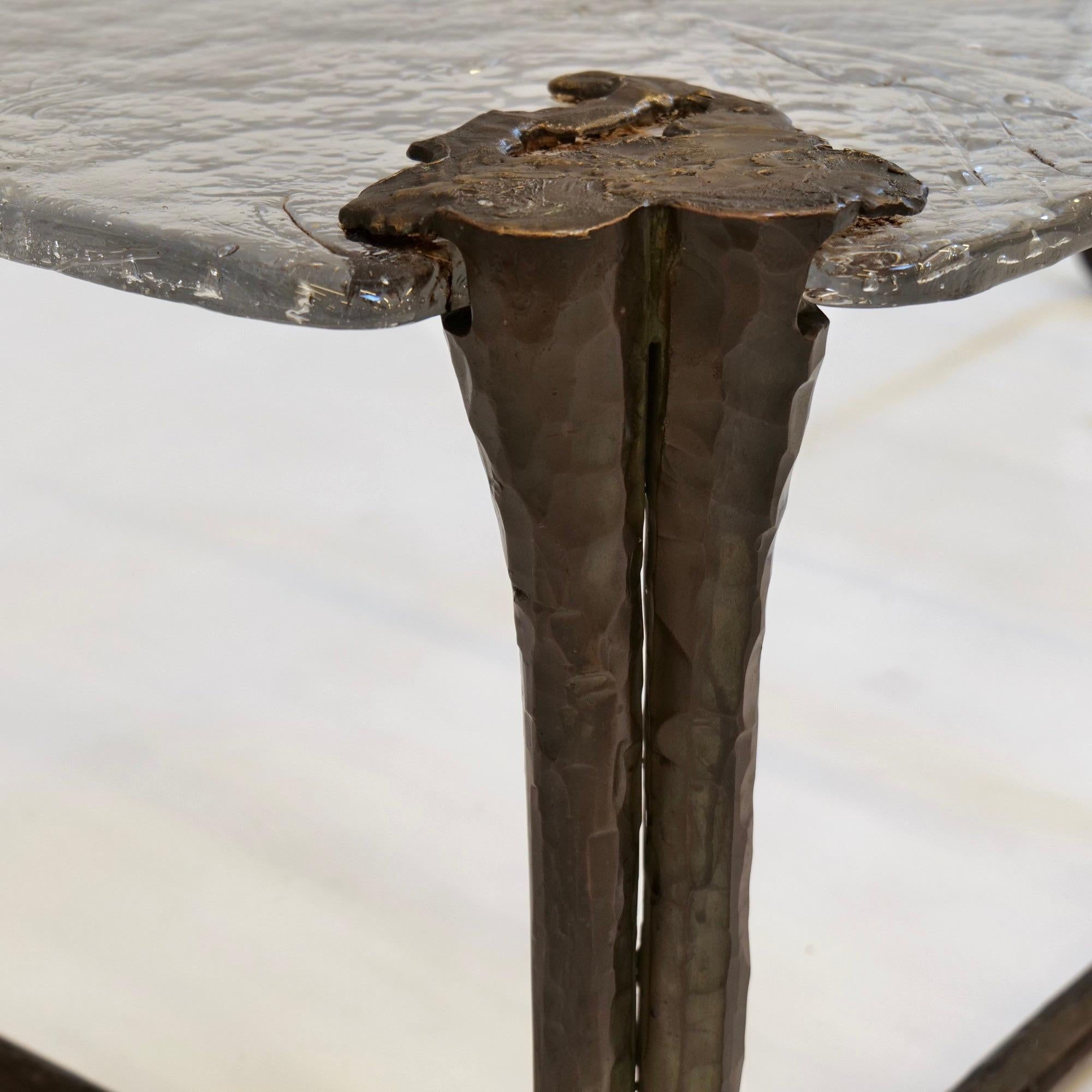 forged bronze and cast crystal glass tables by Lothar Klute 1986 For Sale 1