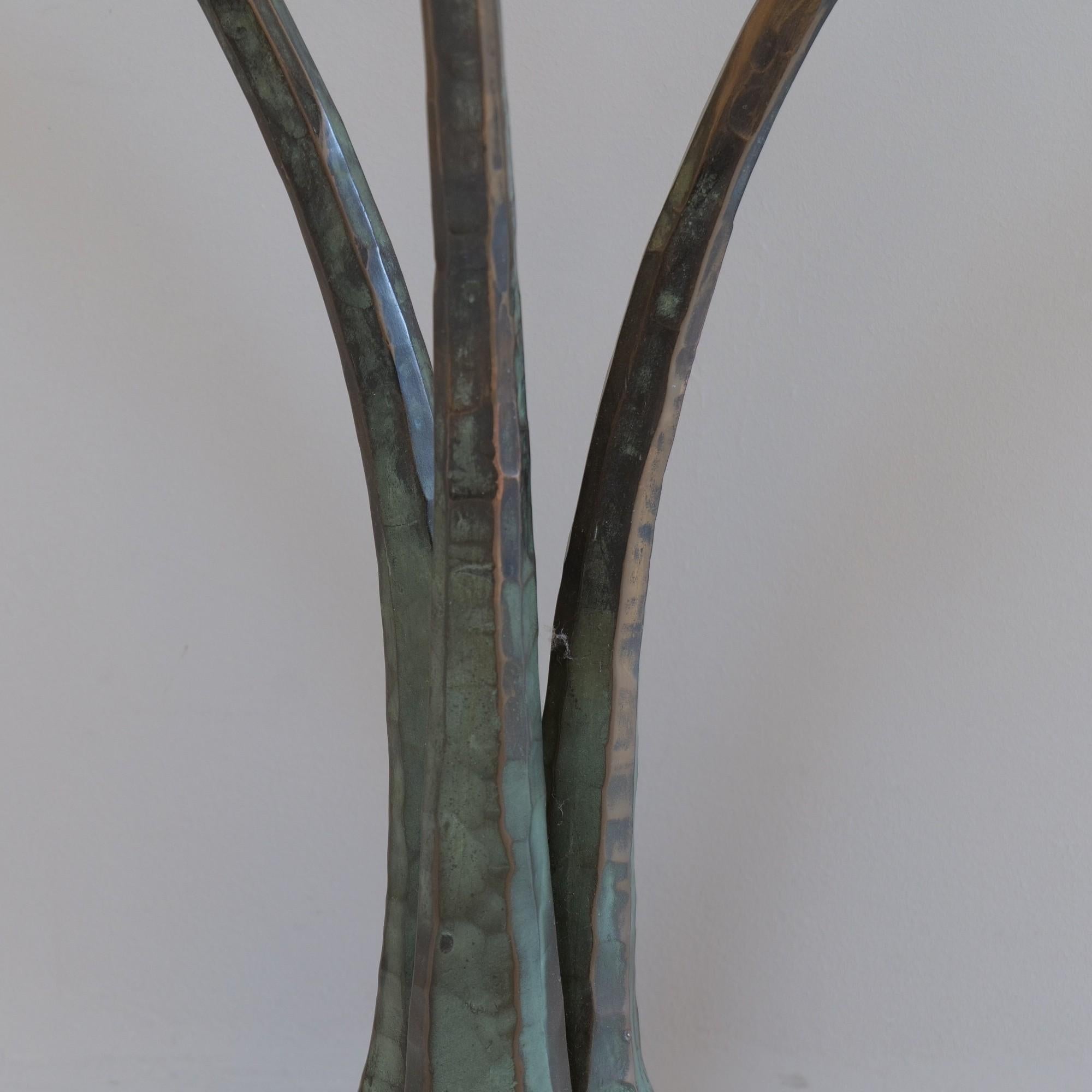 Forged bronze & cast crystall glass Demi Lune table by Lothar Klute - brutalism 6
