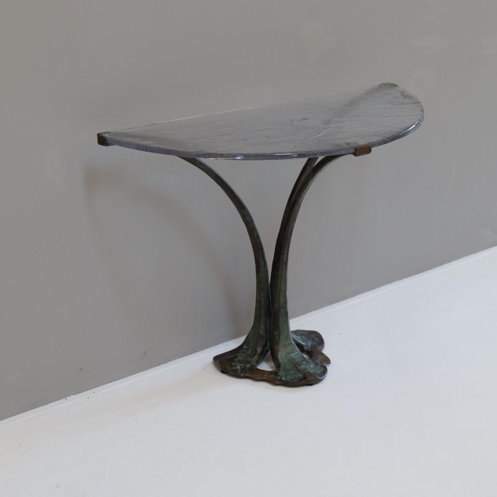 
- original Lothar Klute console table signed & dated 19
- fully handmade art piece 
- Brutalism with a touch of Art Nouveau
- authentic bronze (not patinated iron)
- lead crystal glass
- cast glass
- perfect condition with beautiful patina
