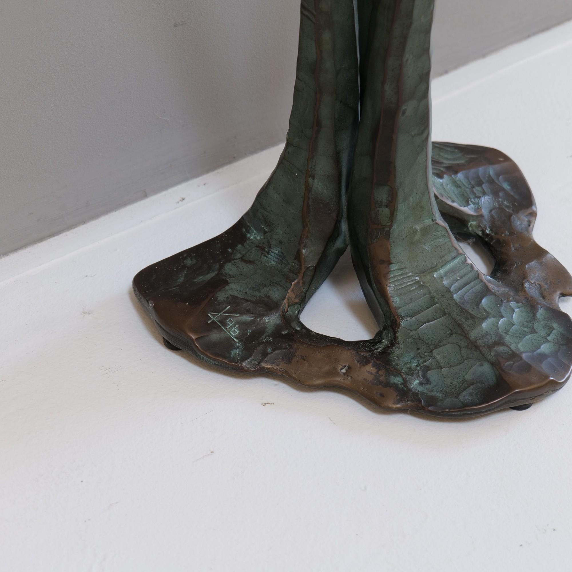 Forged bronze & cast crystall glass Demi Lune table by Lothar Klute - brutalism 2