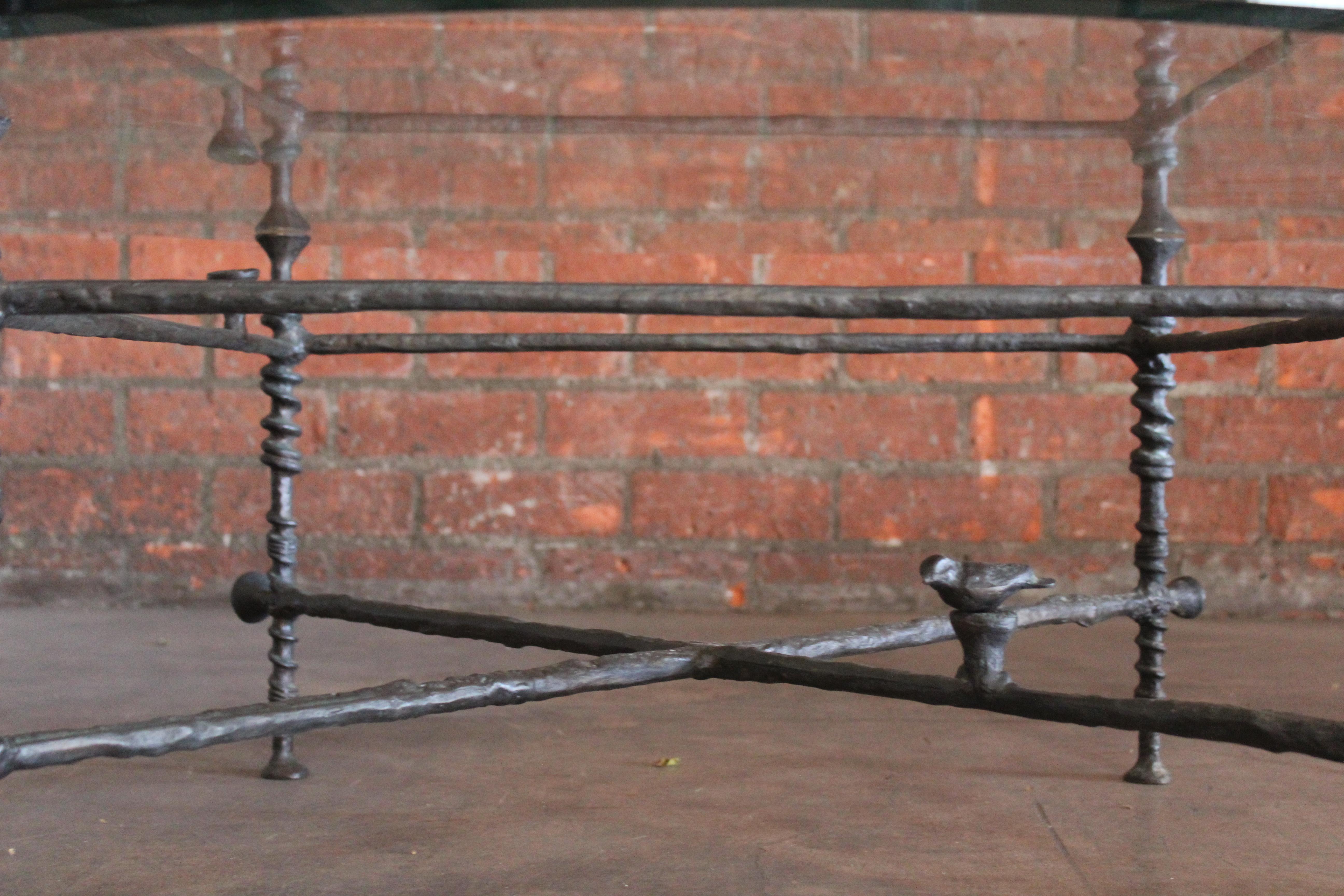 Forged Bronze Coffee Table in the Style of Diego Giacometti, 1980s 4