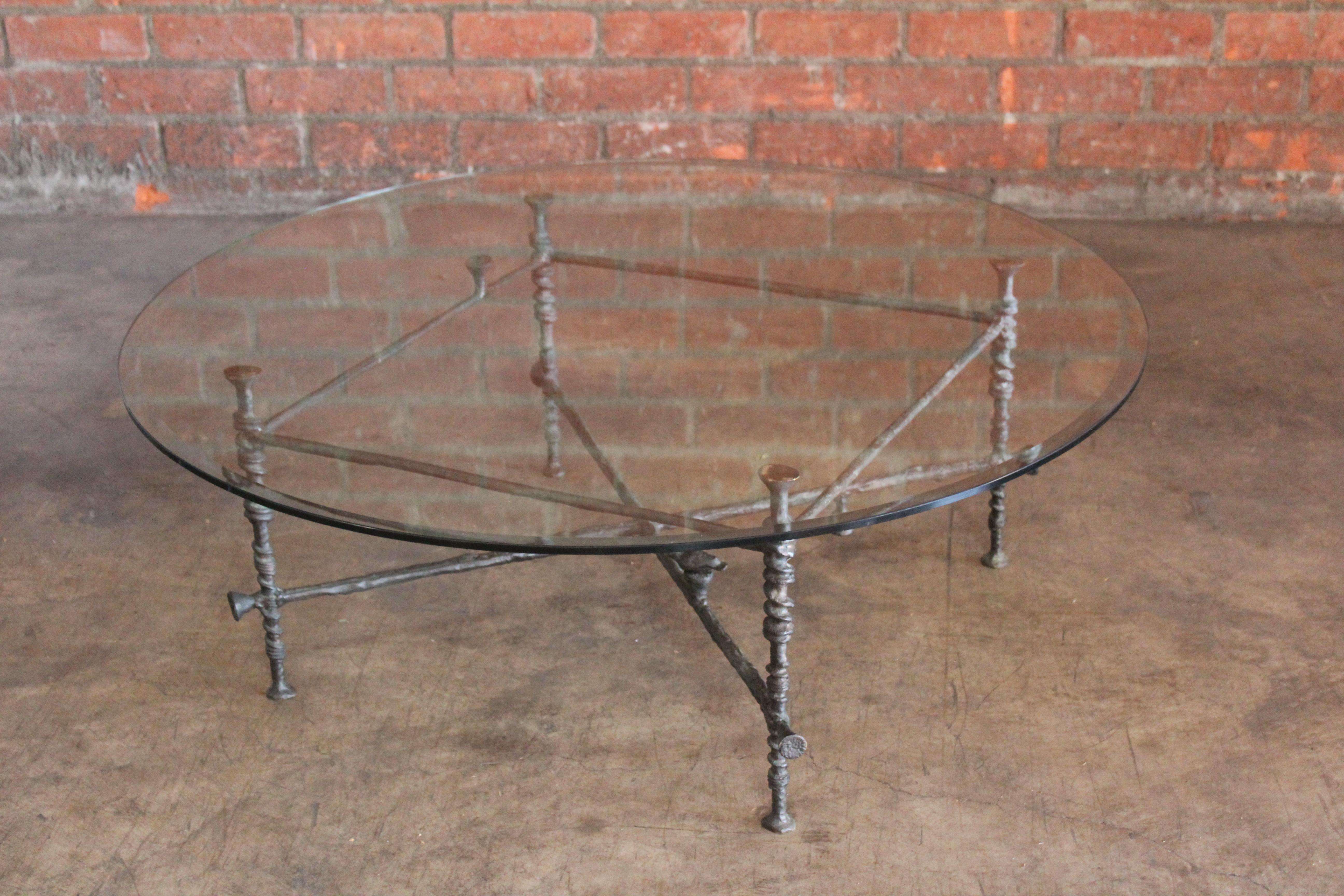 Forged Bronze Coffee Table in the Style of Diego Giacometti, 1980s 11