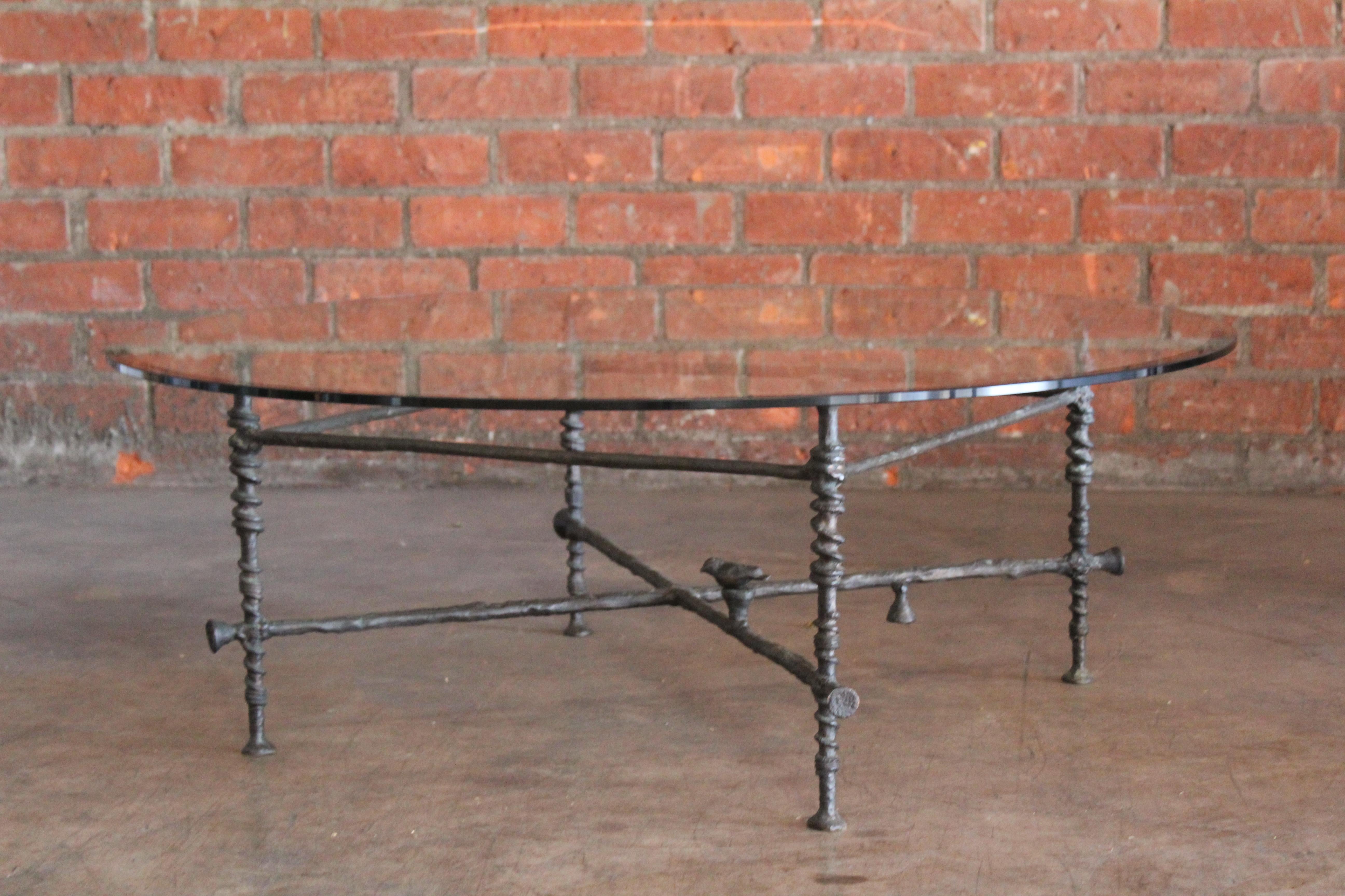 Forged Bronze Coffee Table in the Style of Diego Giacometti, 1980s 12