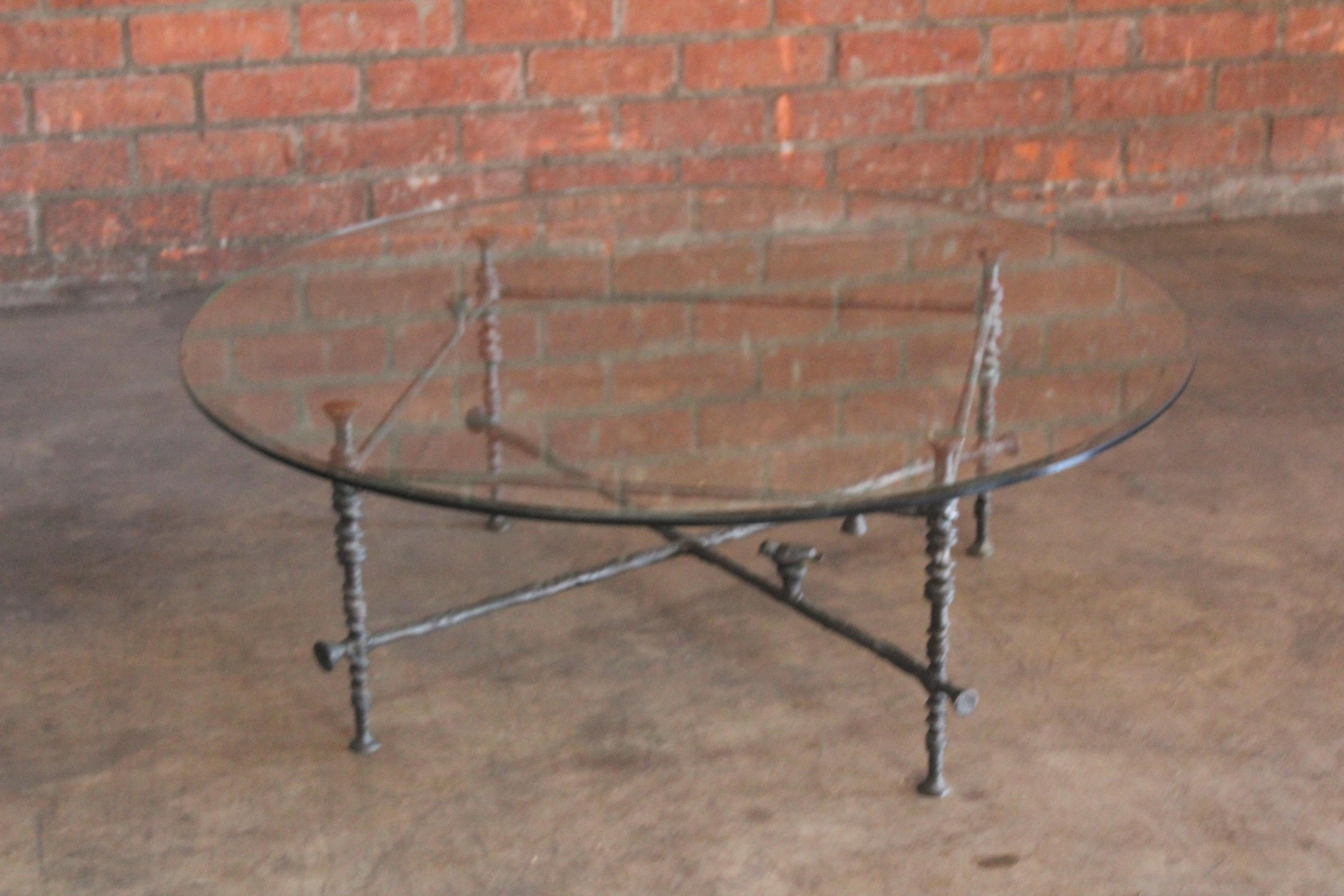 Forged Bronze Coffee Table in the Style of Diego Giacometti, 1980s 13