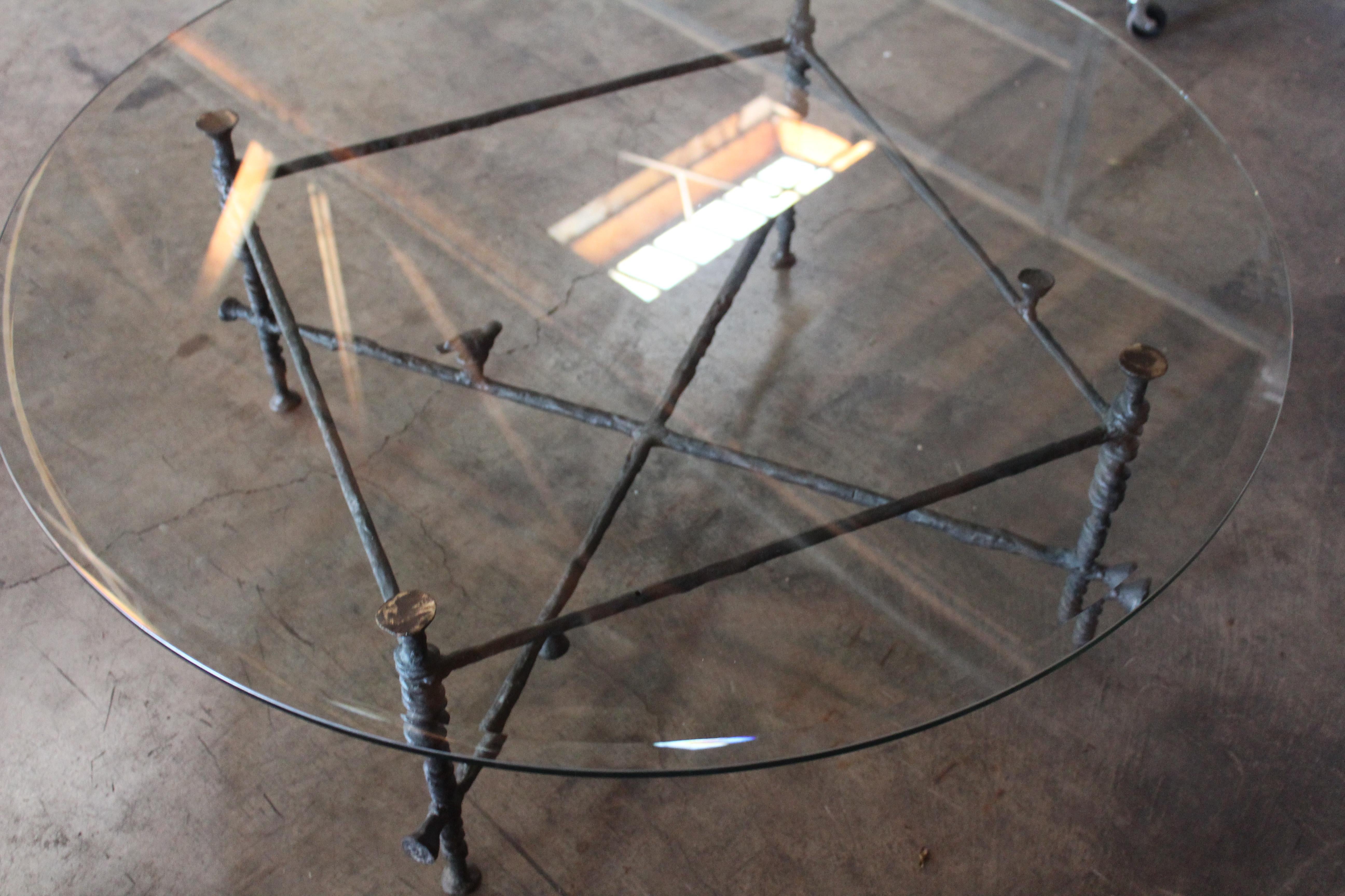 Forged Bronze Coffee Table in the Style of Diego Giacometti, 1980s 14