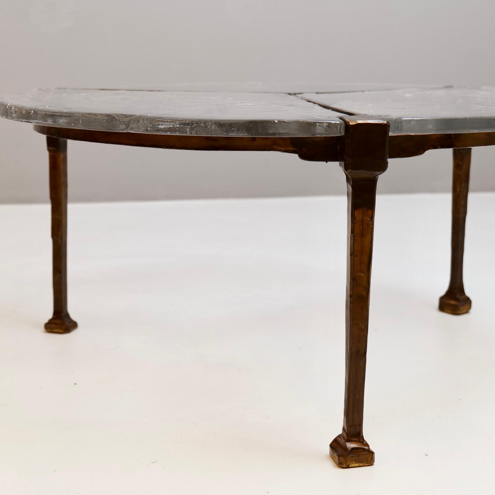 Bronze forged bronze & glass table by Lothar Klute - 1980s