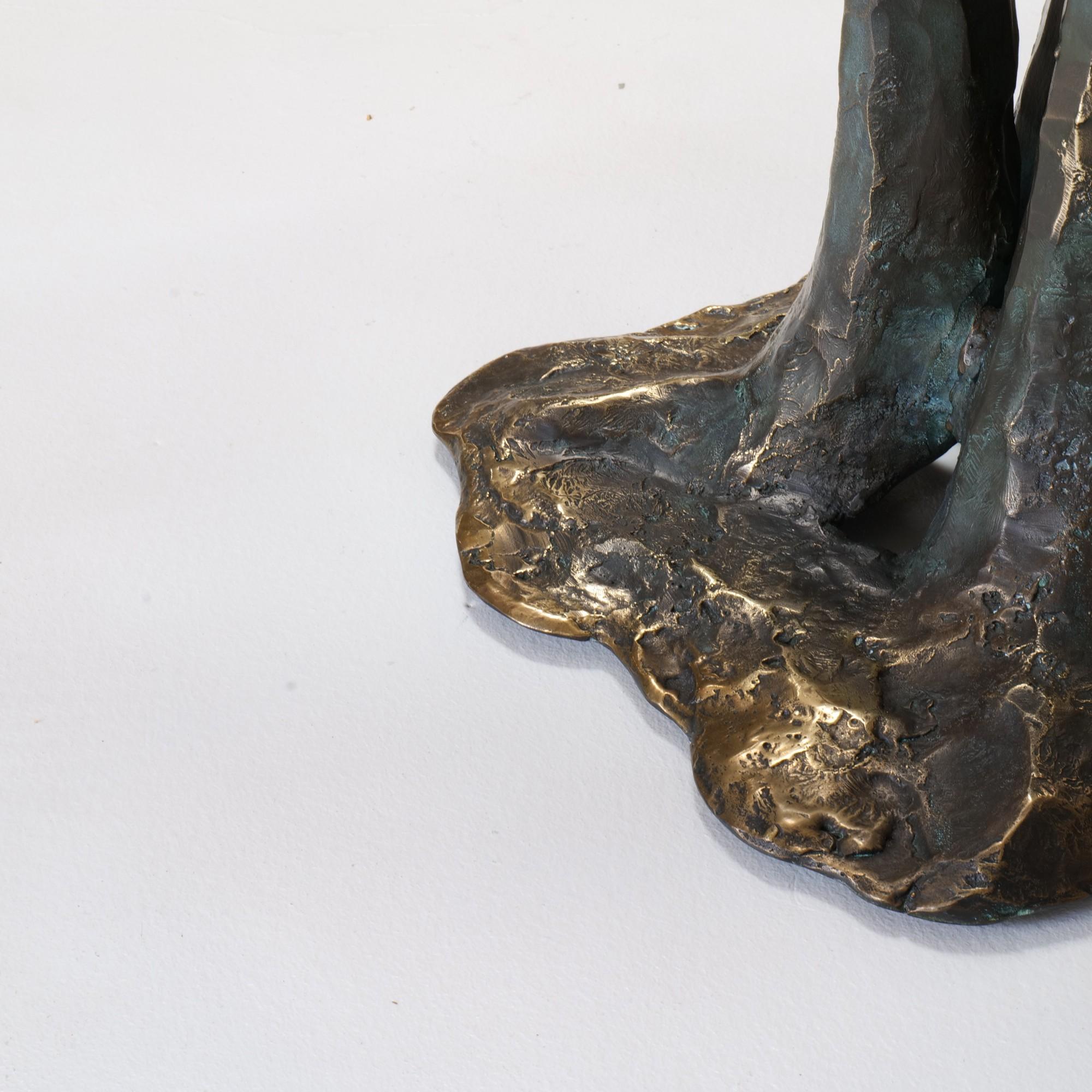 Table en bronze forgé avec découpe  verre en cristal de plomb - par Lothar Klute en vente 4