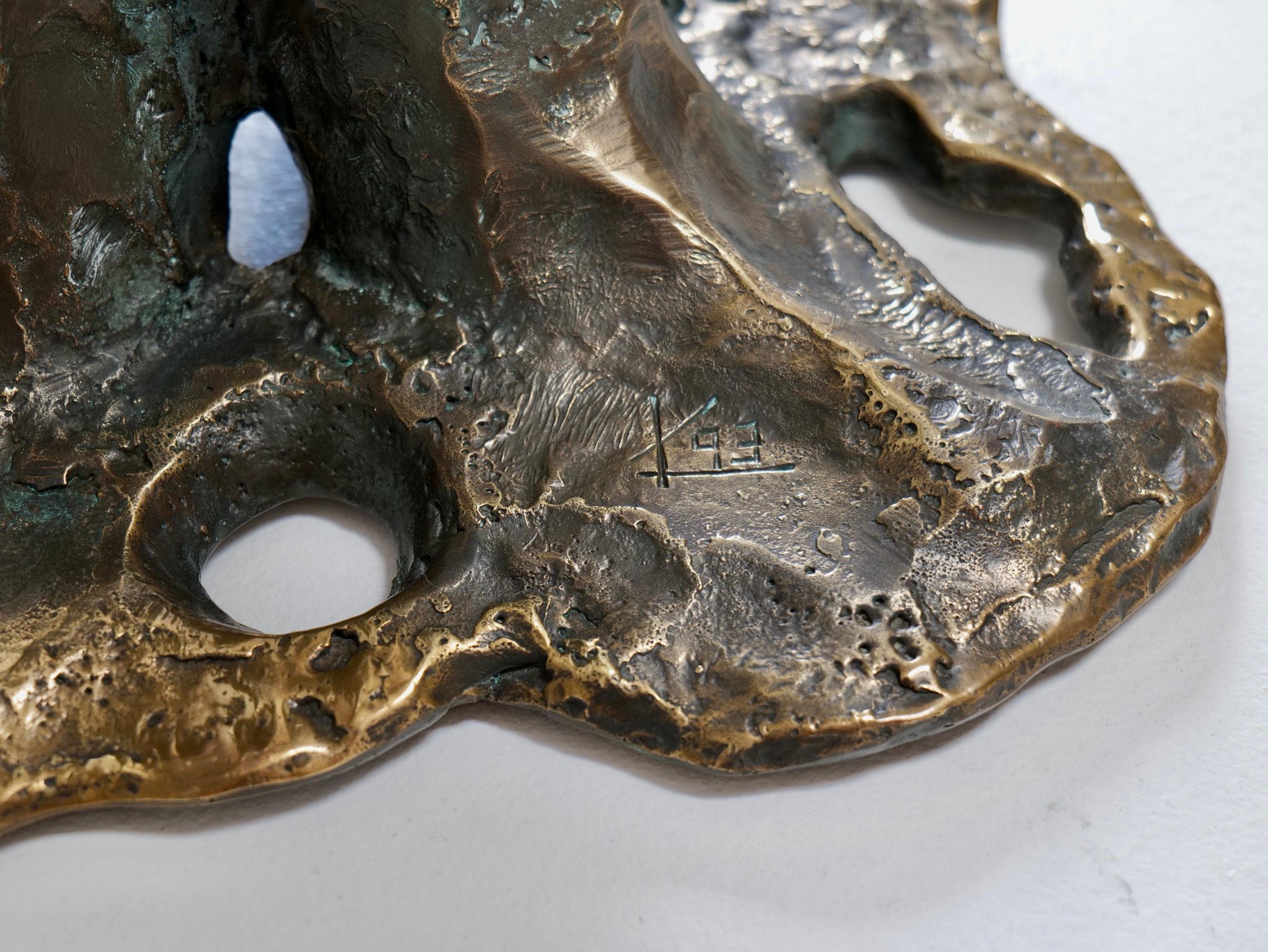 Table en bronze forgé avec découpe  verre en cristal de plomb - par Lothar Klute en vente 8
