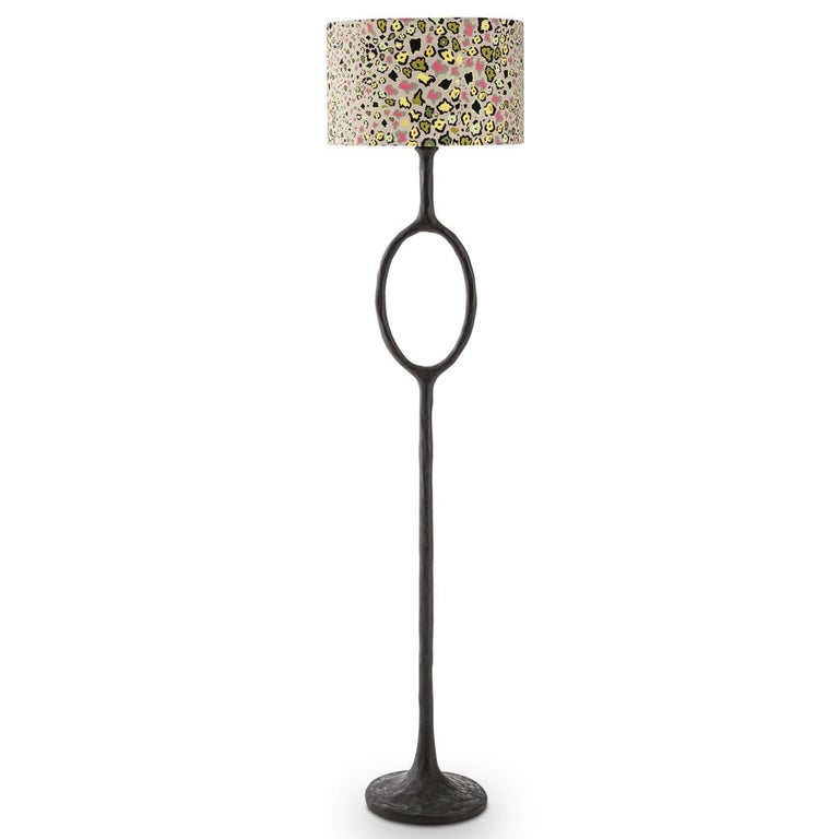 and Cast Oval Black Standing Floor Lamp For Sale at 1stdibs