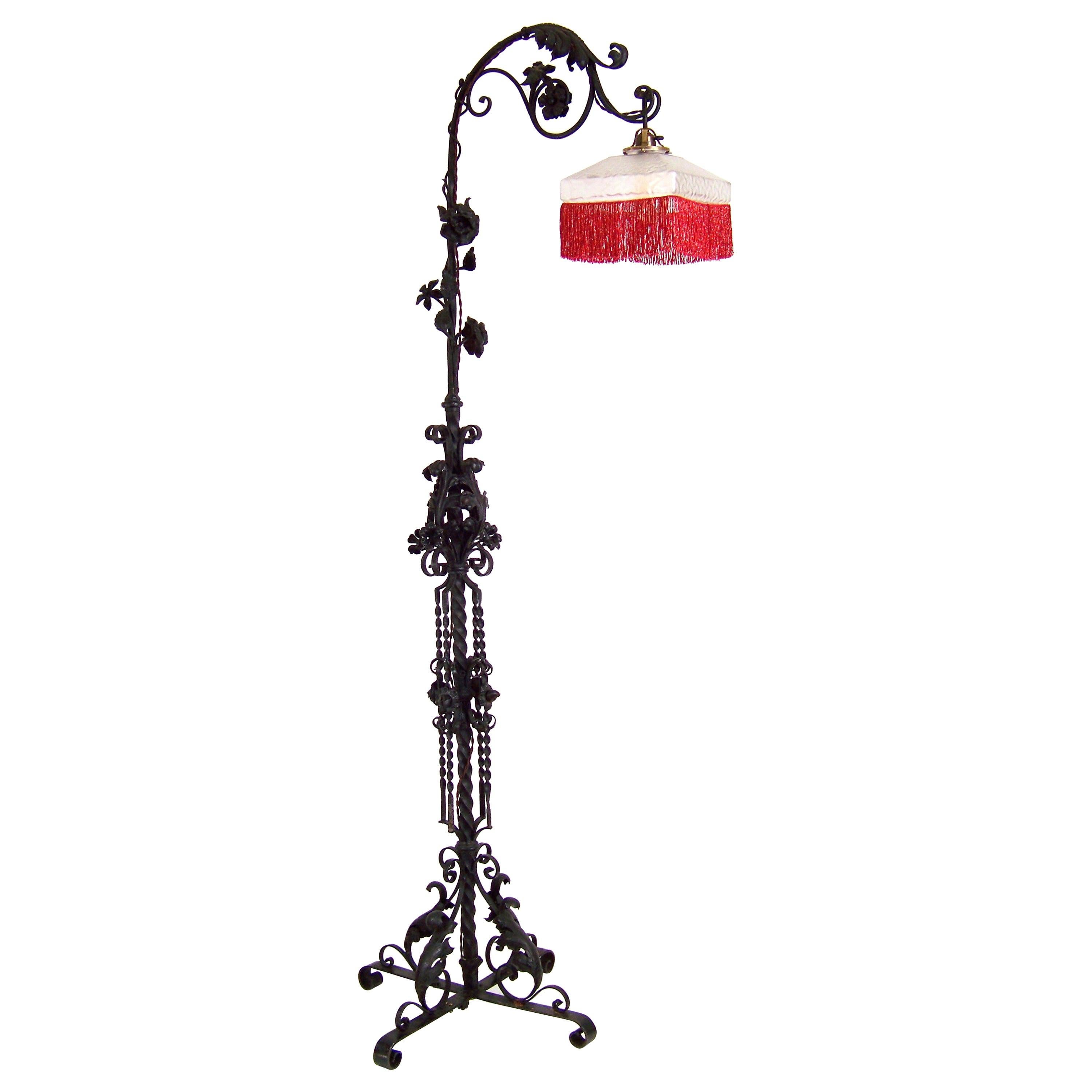 Forged Floor Lamp, circa 1900 For Sale