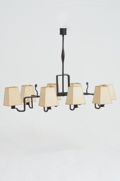 Forged Iron and Parchment Ceiling Light