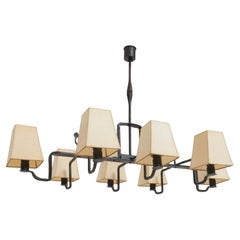 Forged Iron and Parchment Ceiling Light