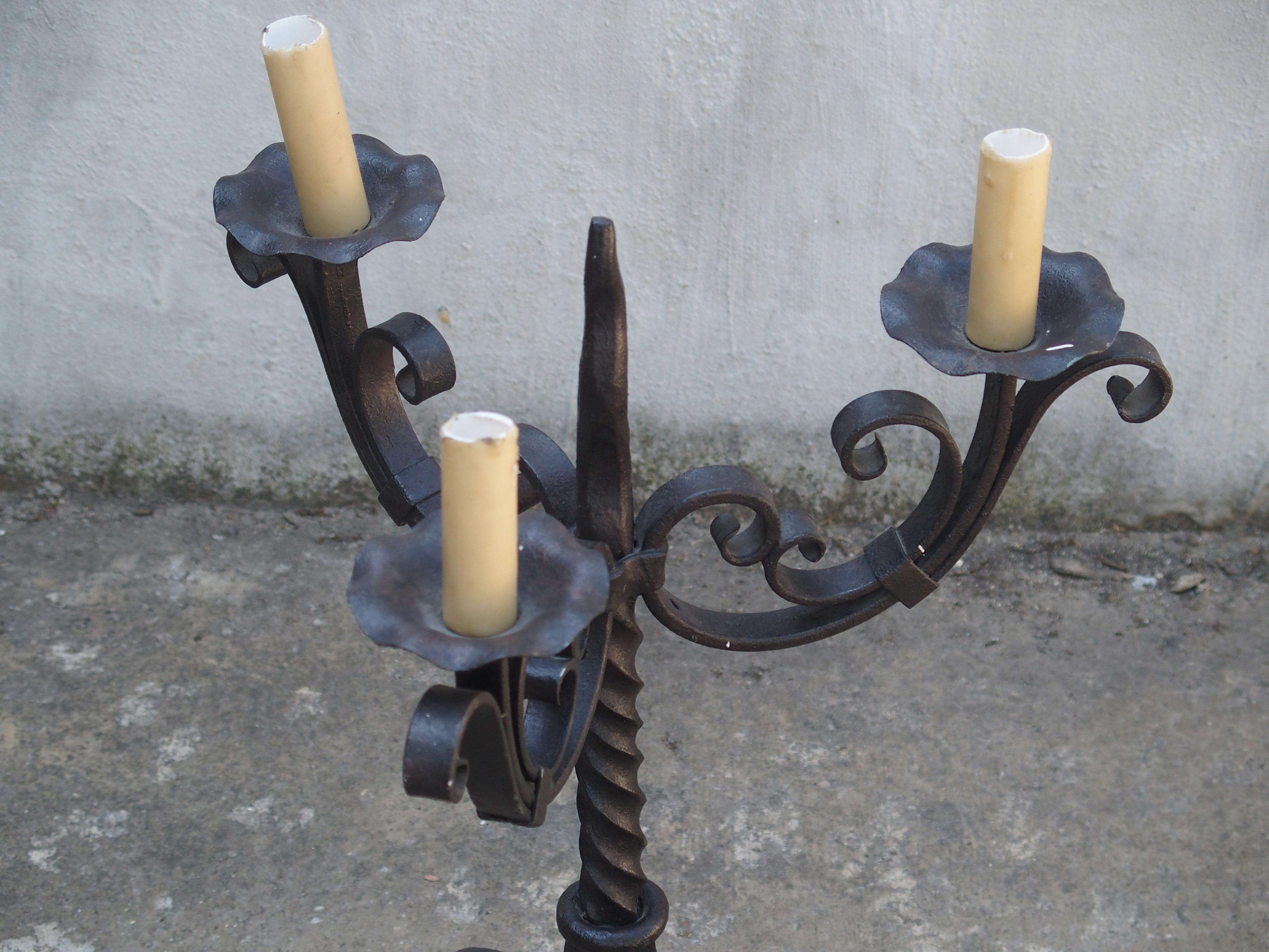 Forged Iron Antique Candleabra from France 5