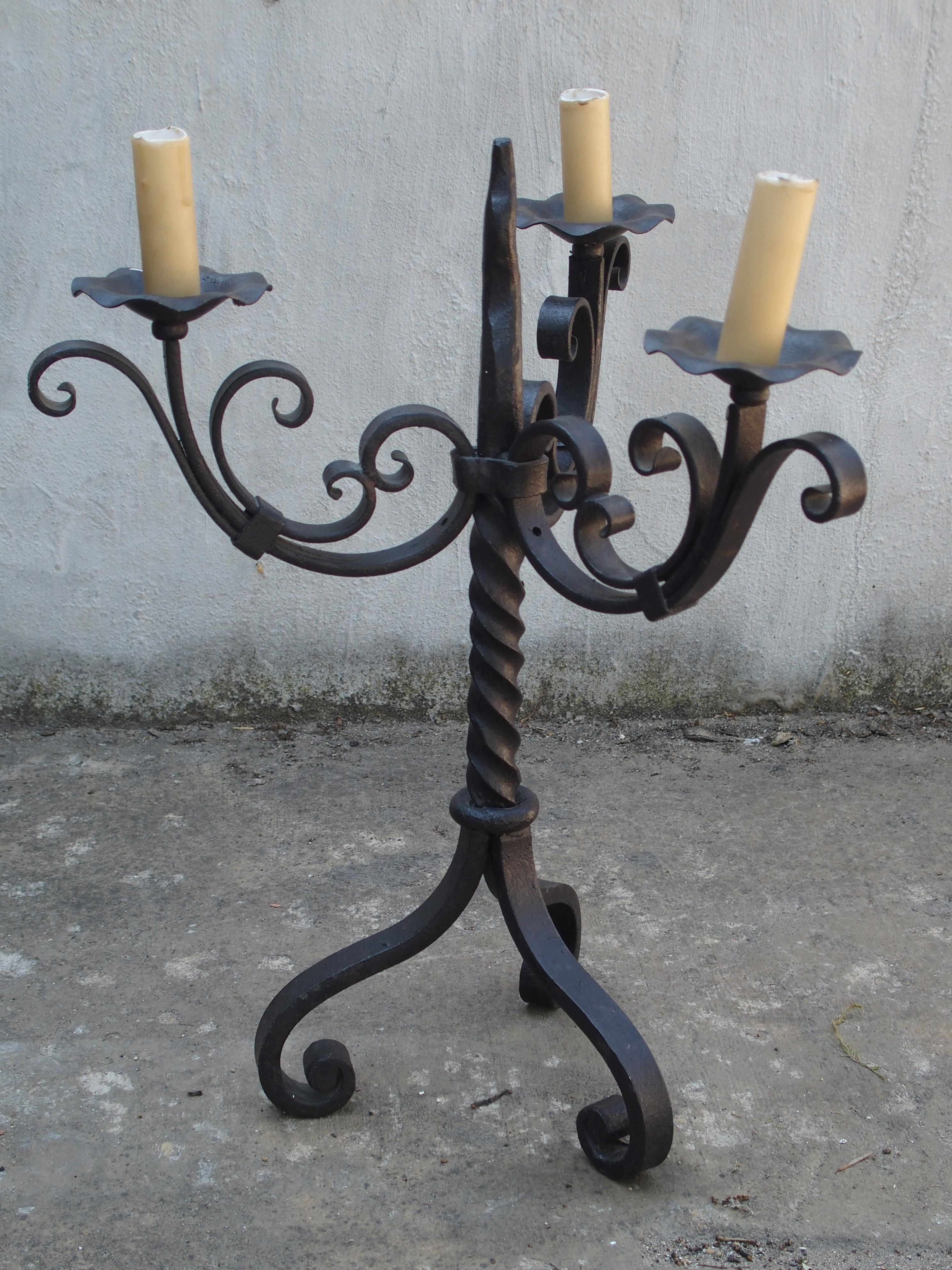 Forged Iron Antique Candleabra from France 8